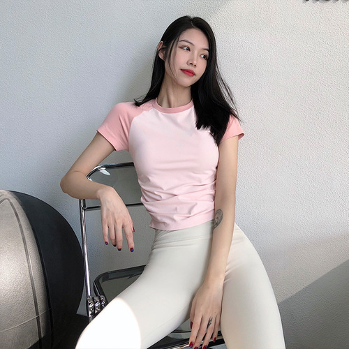 Women's Tight Sleeveless Sports Top, Slimming Yoga Clothes, Fitness Short Sleeve Running Casual Quick-Drying T-Shirt
