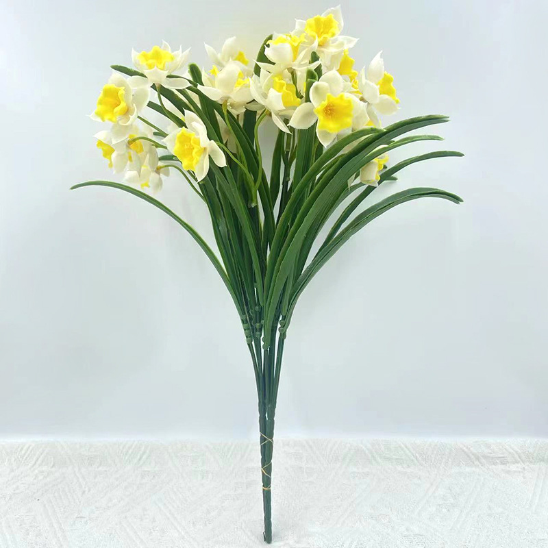 Simulación de flores sensación de pegamento blando decoración de la sala de estar 5 horquilla mano