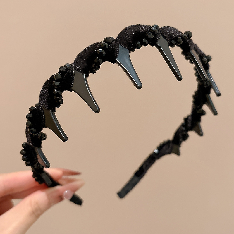 Diámetro flash Louis princesa de París, banda de cabello para la mujer no estrangulada, banda de cabello para lavar la cara, cabeza de cabeza alta con dientes antideslizantes, toque de cabello para el cabello