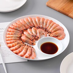 陶瓷盘子菜盘家用虾盘饺子盘分格子母盘带醋碟纯白寿司盘大号圆盘