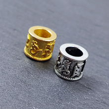 藏式黄铜六字真言转经筒大孔桶珠复古DIY吊坠钥匙扣挂绳套管配件