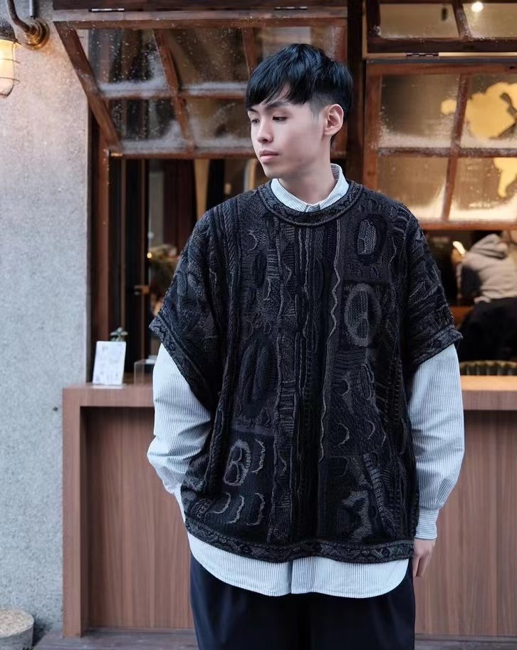 Men's Knitted Sweater Vintage Ethnic Sleeveless Pullover Vest_voghion.com