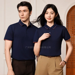 跨境大码polo衫定制翻领工作服polo衫工衣短袖t恤印花logo