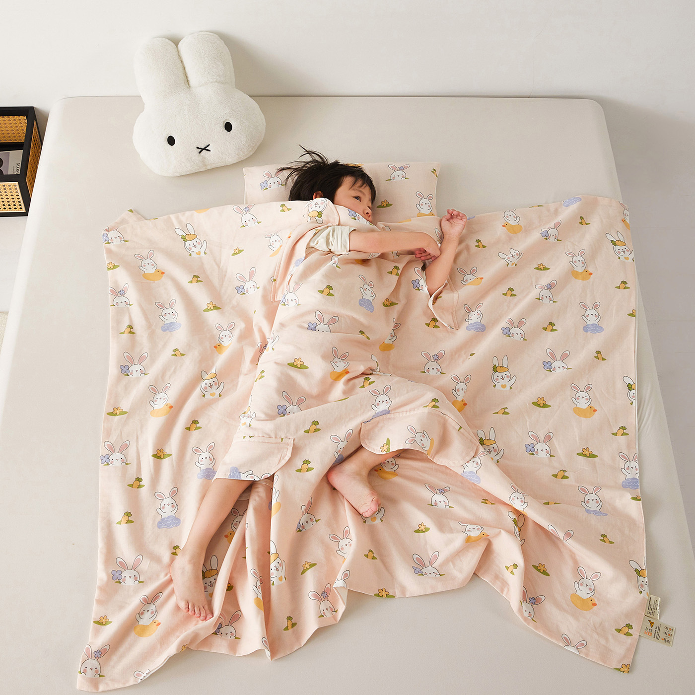 Baby and Kidsren's Class a Pure Cotton Kidsren's Anti-Kick Quilt, Close-Fitting Breathable Thin Quilt, Summer Quilt Sleeping Bag