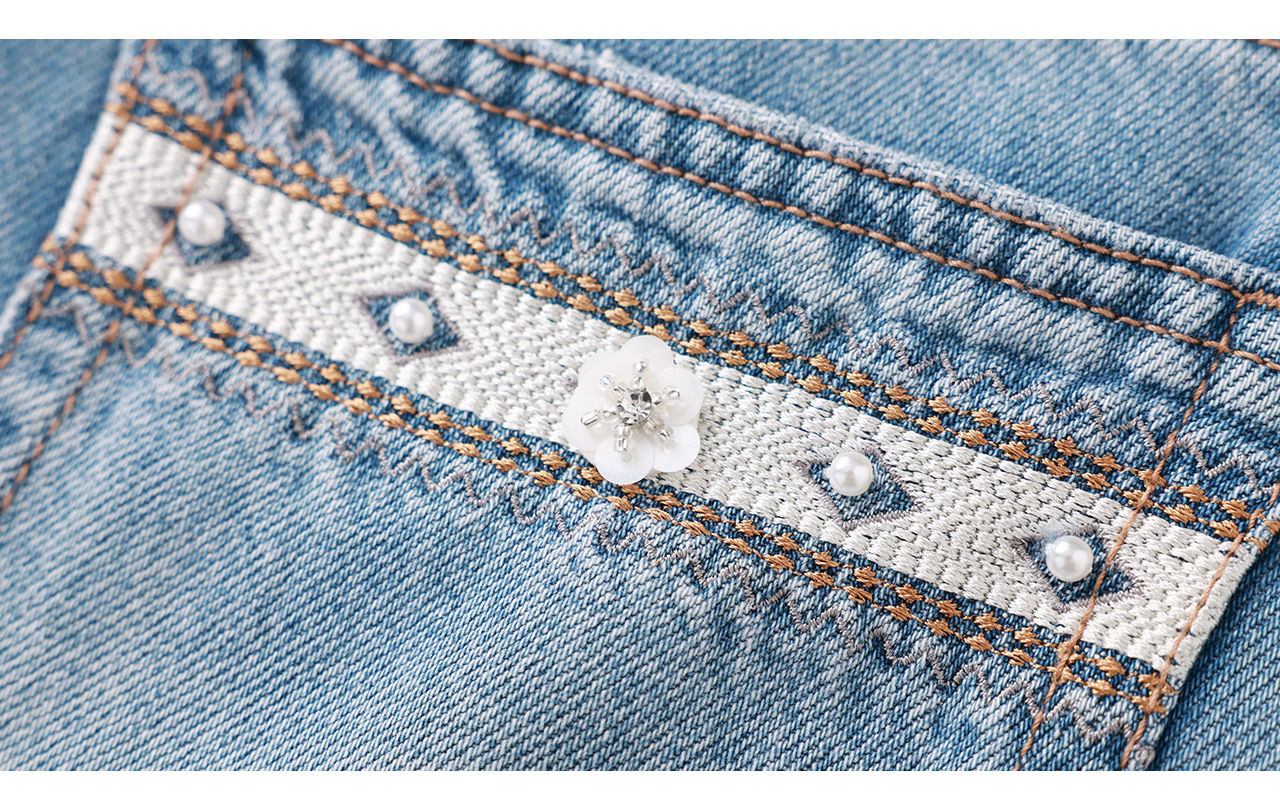 Quần jean nữ ống rộng chất liệu cotton giặt mềm, dáng rộng thùng thình phong cách denim — xanh lam chi tiết 29