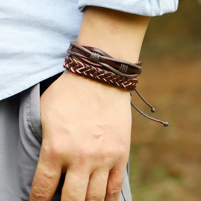 new  retro woven leather bracelet