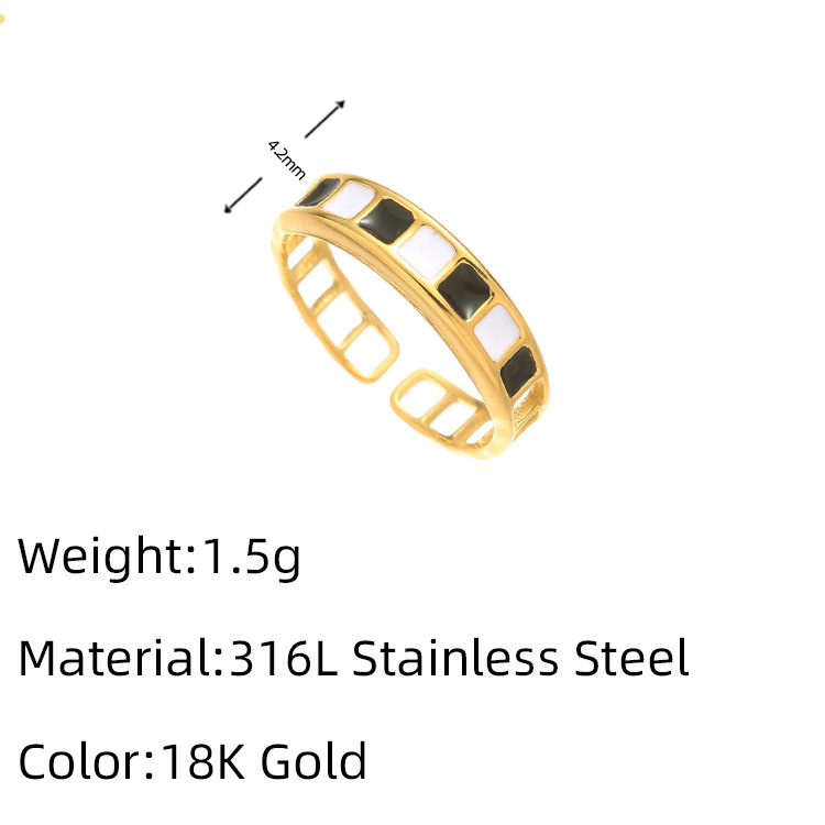 1g Weight 18K Gold Plated Plating Material Open Rings Classification Adjustable Ring Size 1 Piece Quantity Casual, Daily Occasion 316L Stainless Steel Material Geometric Pattern Women's Gender French Style Style Waterproof Non Tarnish, Surgical Steel, Enamel, Plating Craft Gold, Silver Color 1 Piece Geometric 18K Gold Plated 316L Stainless Steel  Gold Silver French Style Open Rings For Women's 11