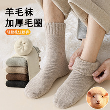 98G袜子男士冬季加绒加厚长袜保暖羊绒毛圈中筒地板袜冬天羊毛袜