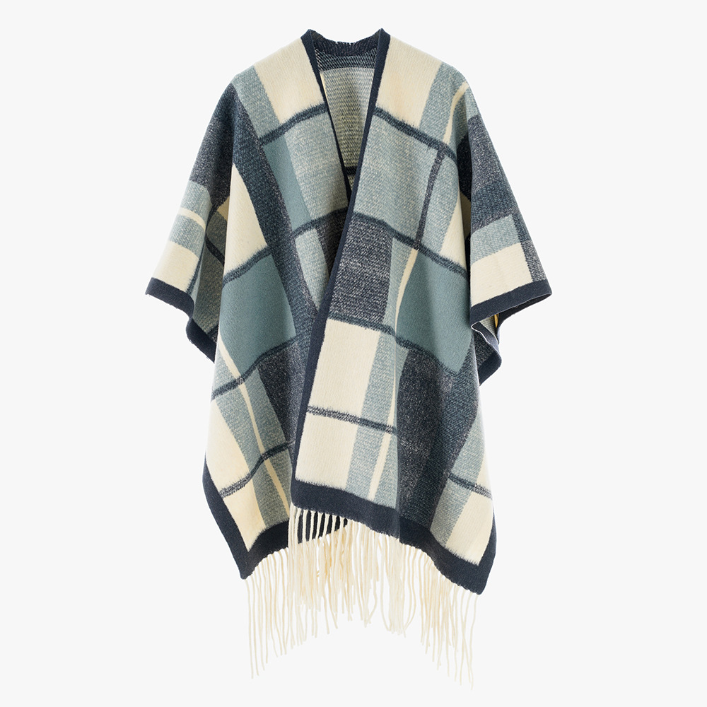 Romántico franquísimo chaleón de camisa turístico vestido con una capa grande fuera de la red con el mismo caliente imitación de cachemir retro color
