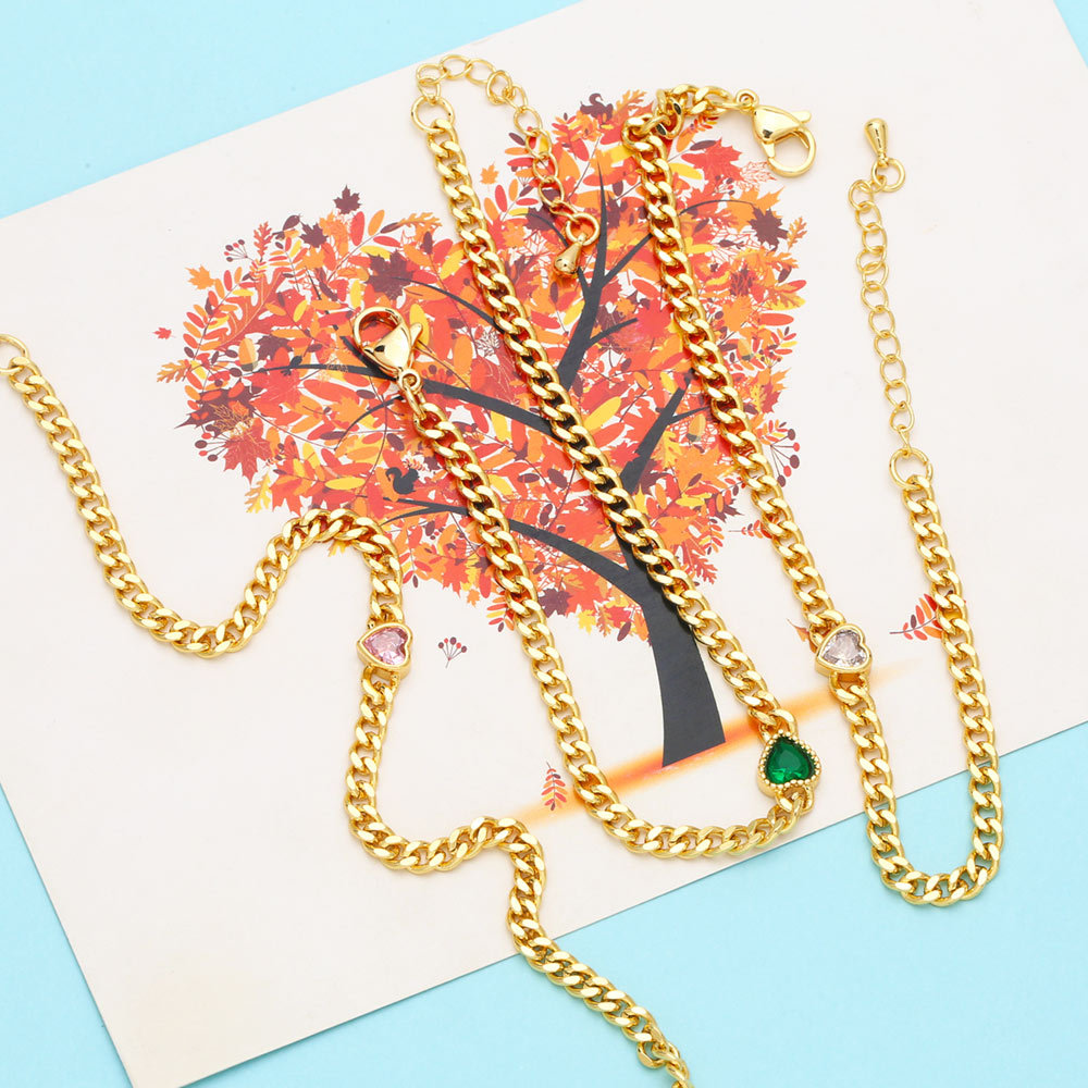 Fashion Heart Shape Copper Bracelets Inlay Zircon Copper Bracelets