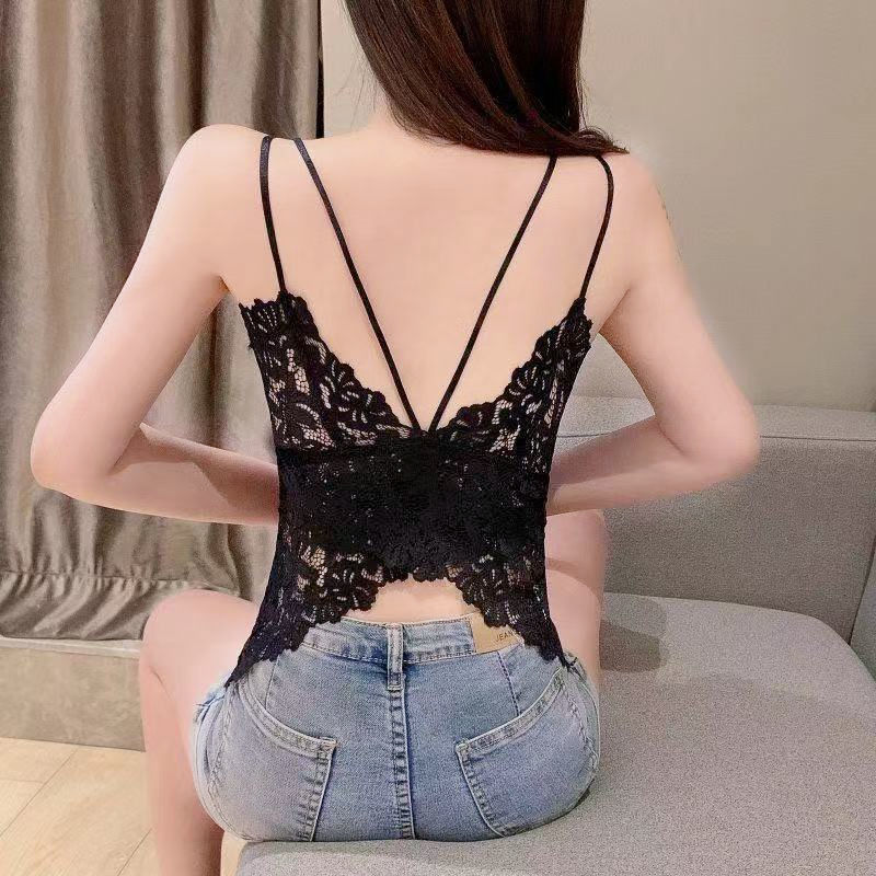 Summer Beautiful Back Strapless Bra for Women, Lace Swallowtail Butterfly Anti-Exposure Bottoming Camisole with Sexy Inner Wear Summer Beautiful Back Strapless Bra for Women, Lace Swallowtail Butterfly Anti-Exposure Bottoming Camisole with Sexy Inner Wear