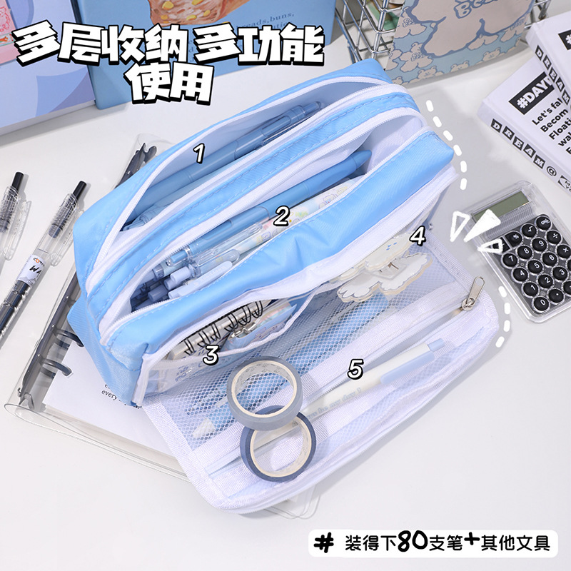 2024 inicio escuela temporada gran capacidad lápiz estudiantes americano papelería caja portátil clasificación bolsa niñas lápiz caja al por mayor
