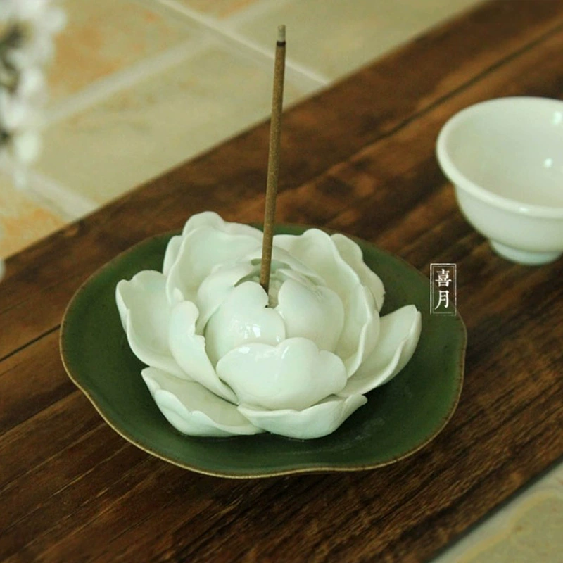 Ручной работы благовония пион Керамическая глина Цзиндэчжэнь фарфор Ретро Лотос пресс-папье держатель для благовоний Дзен