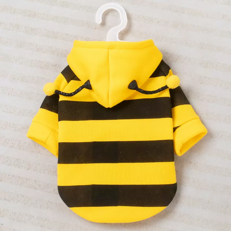 狗狗衣服秋冬加绒加厚可牵引蜜蜂卫衣猫咪衣服小型犬宠物服装批发