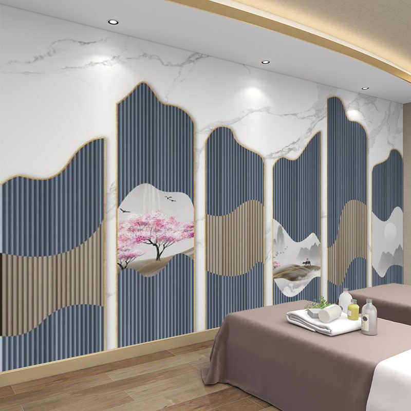 墙纸3d立体中式格栅墙布背景墙壁纸客厅装饰壁布店铺装修壁画|undefined