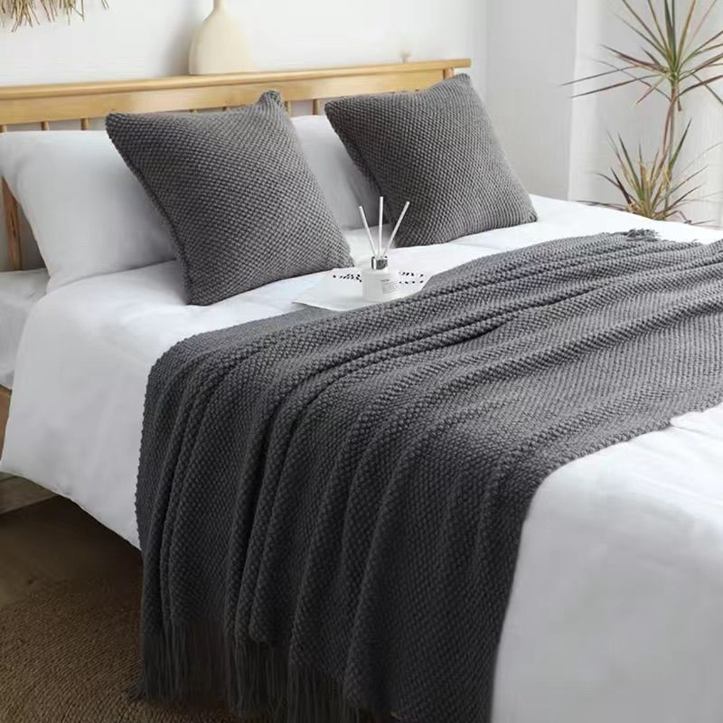ホテル・B&B わびさび風 無地ベッドサイドタオル コーヒー色ベッドサイドブランケット モデルルームブランケット 無地ベッドブランケット ベッドフラッグ予約可能|undefined