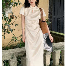 【清光调】重工提花新中式国风旗袍裙夏季提花设计复古气质连衣裙