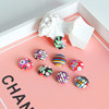 Contrasting color flower grid striped bag buckle, personality patch DIY autumn and winter new earrings earrings earrings