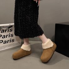 学院短靴毛毛新款复古森系风雪鞋子季节百搭加靴女冬小香风绒棉地