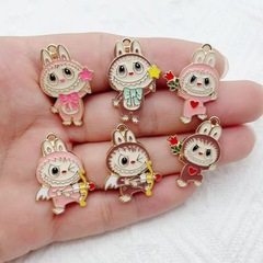 アニメ漫画かわいいラブブペンダント合金ドリップオイル DIY イヤリングキーホルダーネックレス手作りアクセサリー作り