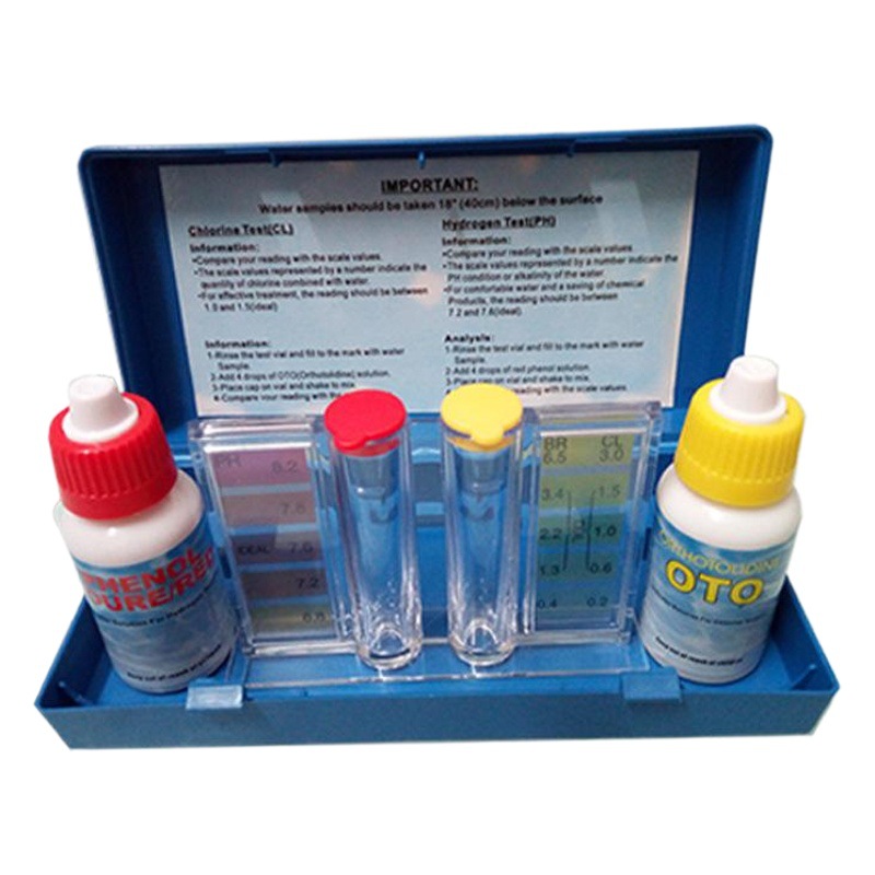 Kit Analizador de Agua para Piscina, Test Cloro y pH, Reactivos OTO, Prueba Acidez