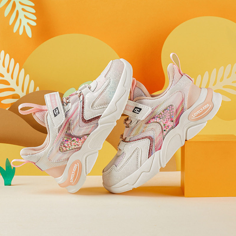 哈比熊童鞋2022春季新款网布透气中大童运动鞋时尚女童鞋现货代发