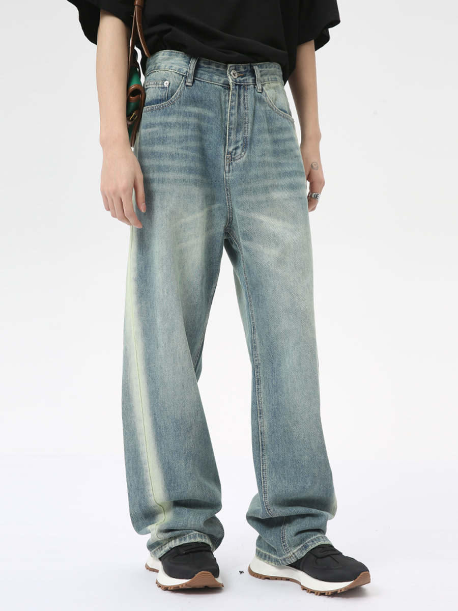 MTLCLOTHES Hombres| 2024 verano nuevos productos americanos de diseño gradiente de alta calle suelto rectas jeans