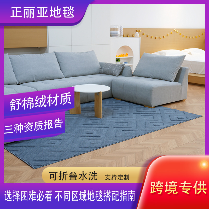 Alfombra jacquard de terciopelo relajante simple transfronteriza, sala de estar, aislamiento acústico y absorbente de agua, sin pérdida de cabello, alfombra lavable