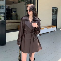 棕色皮衣女2025春季新款韩版时尚小个子皮夹克皮风衣外套女感