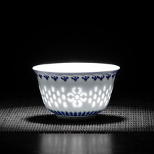 新中式羊脂玉瓷繁花玲珑品茗杯可家用陶瓷个人杯茶杯可家用代发