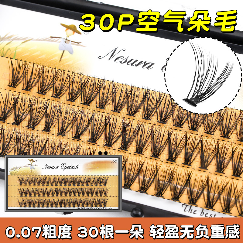 Venta al por mayor Espantapájaros europeos y americanos 0.07 Pestañas postizas de fusión en caliente 30 40 segmentos naturales gruesos injertos de un solo racimo de pelo image 7