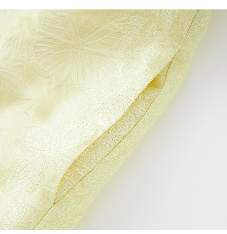 Váy maxi nữ thắt eo họa tiết bướm dập nổi jacquard — Màu hồng chi tiết 21
