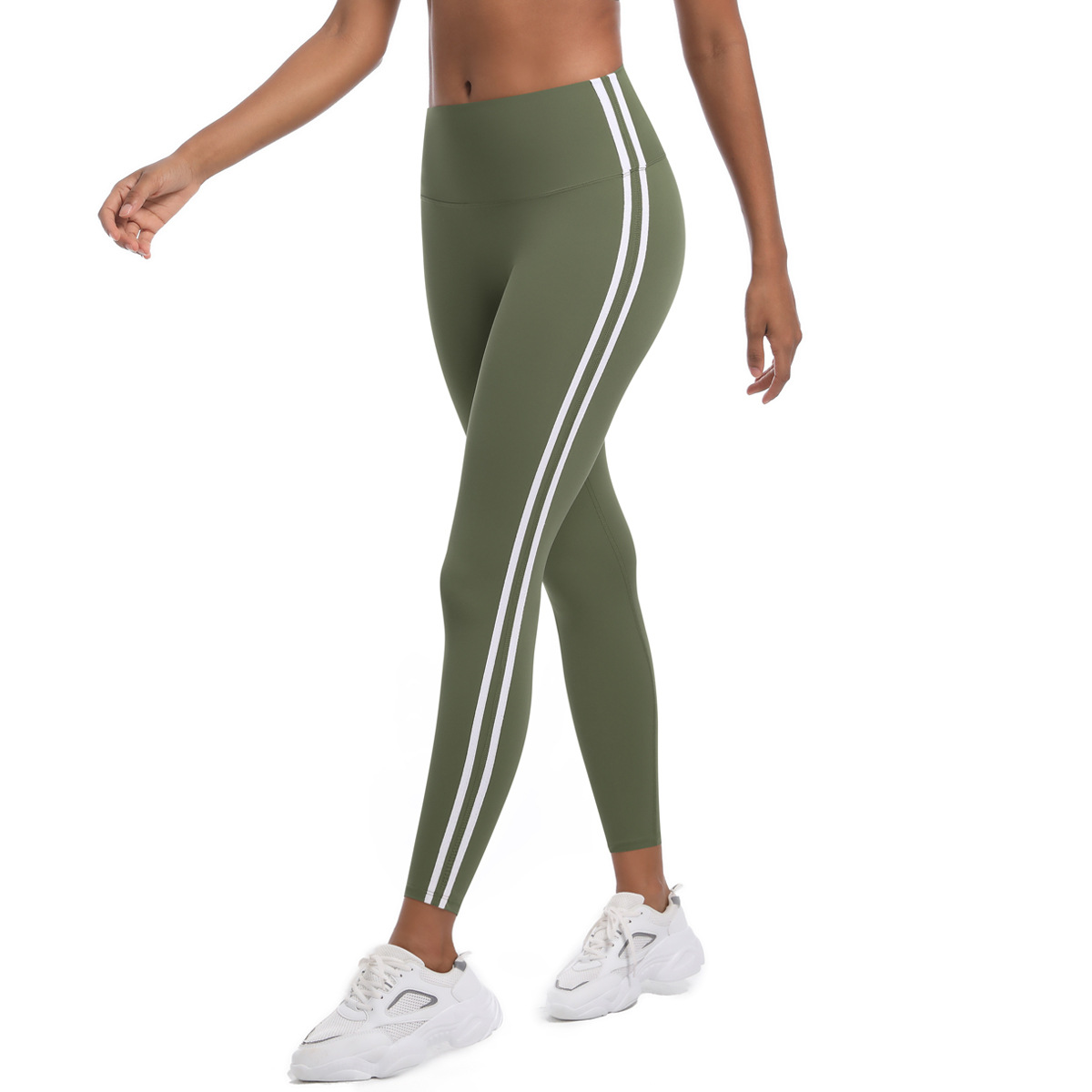 Fitness Sport Style Stripe Nylon Collarless Side Stripe Active Bottoms Leggings display picture 58