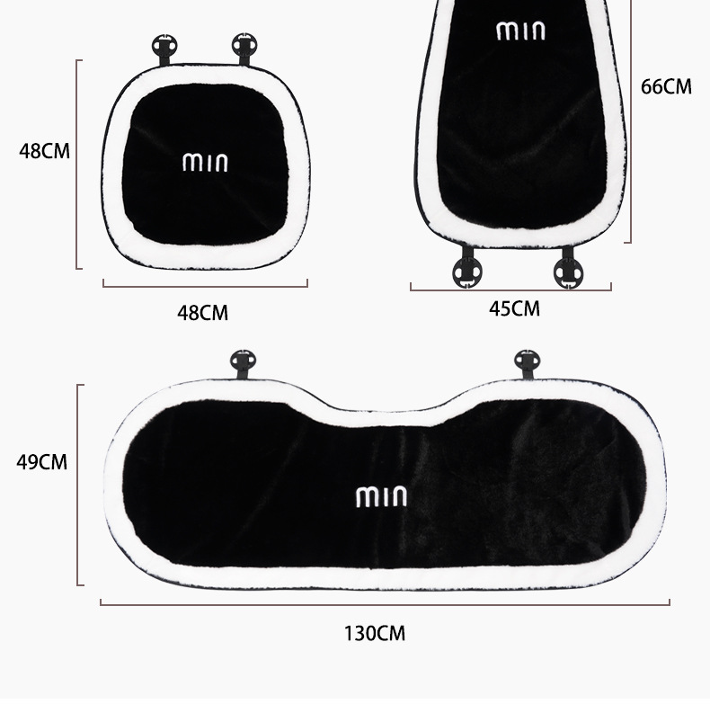 Winter plush car seat cushion, warm and thickened, popular rabbit fur with white edges, single-piece car seat cover