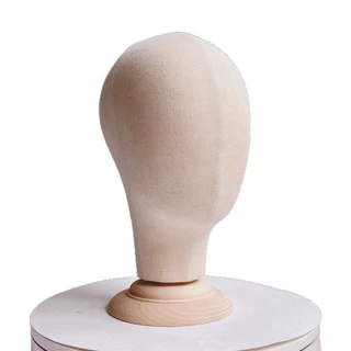 新品现货可插针麻布头模帽架假发展示架墨绿色米色丝绒头模帽托