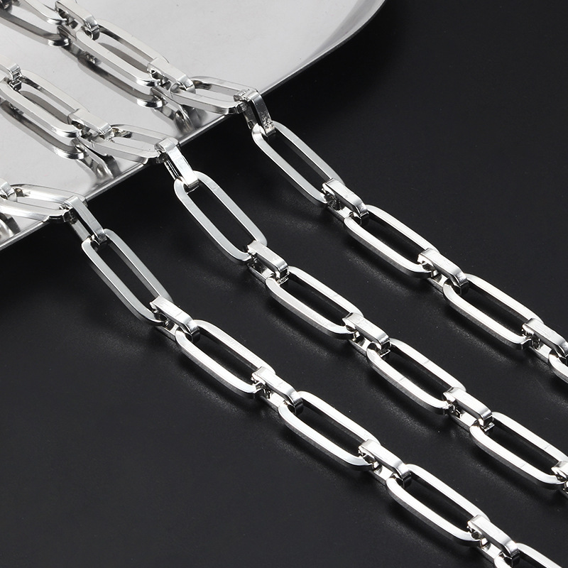 不锈钢扁椭圆十字链饰品链条 DIY项链手链颈链时尚小众轻奢风链子
