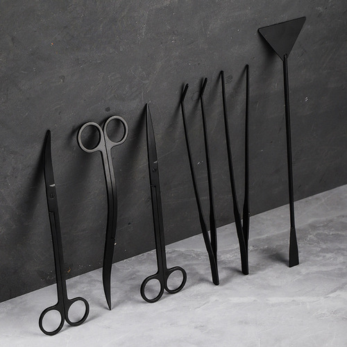 Stainless steel plant tweezers scissors tool set aquarium fish tank landscape maintenance cleaning tool factory wholesale