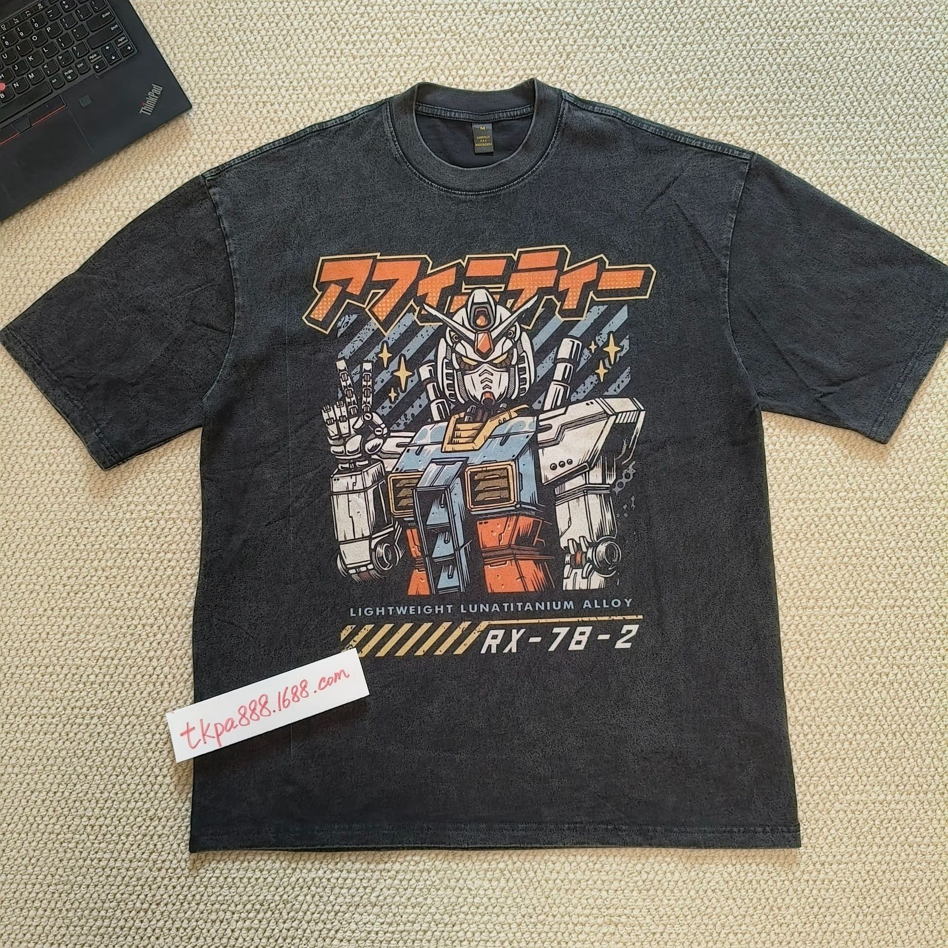 TKPA原宿復古潮牌古着T恤復古動漫印花洗水做舊重磅純棉短袖t恤男