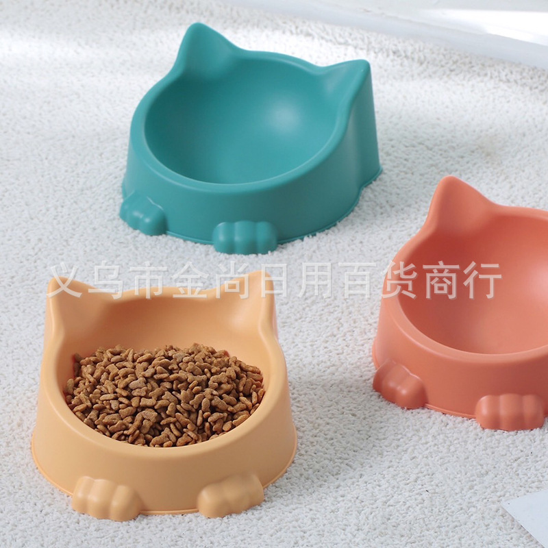 애완 동물 용품 고양이 음식 분지 새끼 고양이 그릇 귀여운 애완 동물 고양이와 개 그릇 가정용 단색 고양이 음식 개 음식 그릇