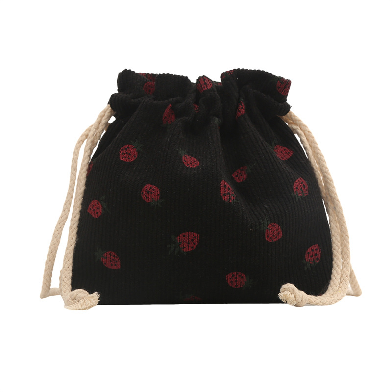 Este año, la moda impresa encantadora fresas mini bolso de balde 2024 nuevo verano versátil mochila de hombro