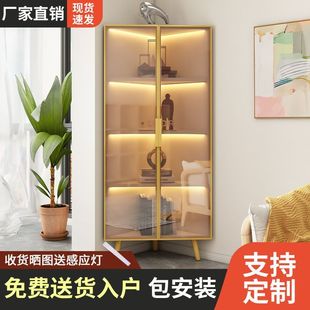 Solid Wood Triangle Cabinet, Simple Corner Wine Cabinet, Corner Cabinet, Living Room Corner Triangle Storage Cabinet, Multi-Layer Cabinet, Vertical