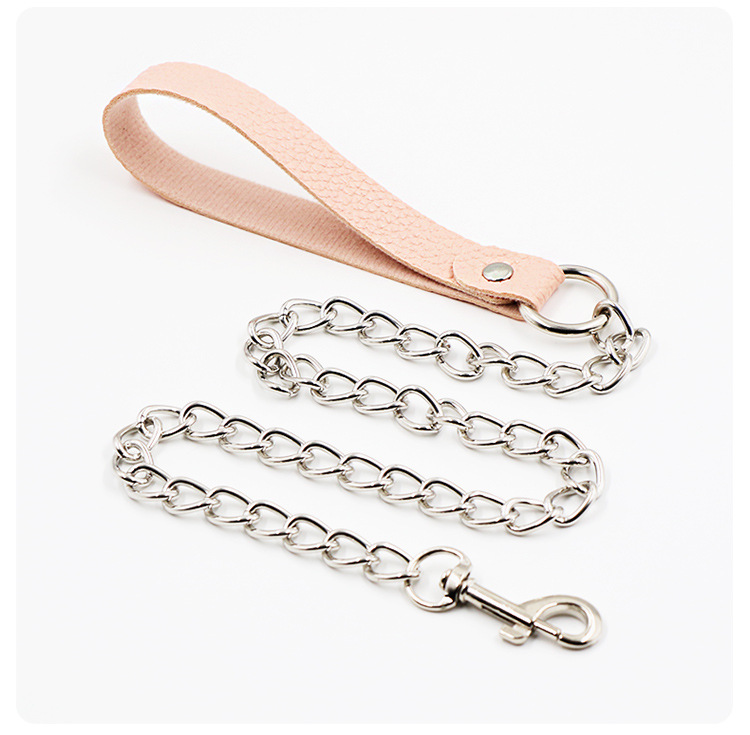 Plush Leather Collar with Metal Traction Chain for Adult Couples — detail image 17