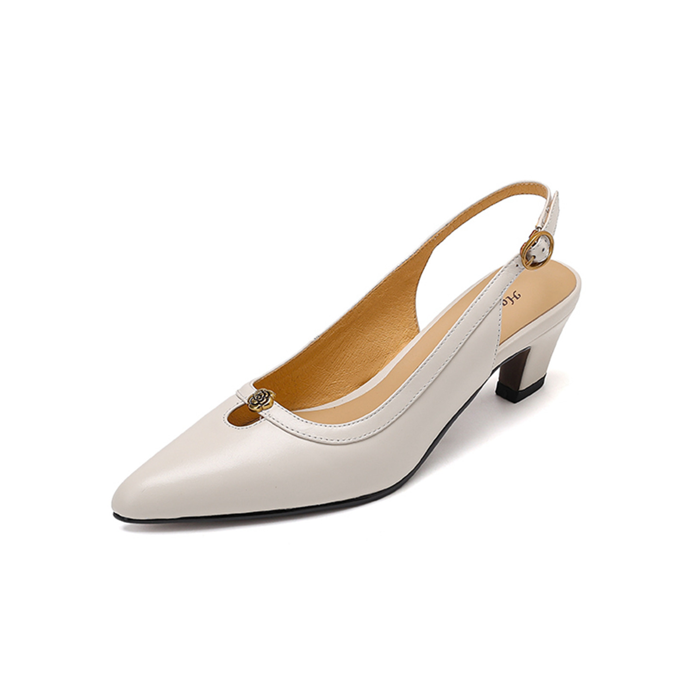 Sandal nữ mũi hở quai ngang gót thấp phong cách Hàn Quốc — đen