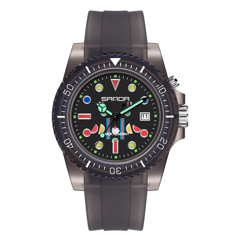 Sanda 6078 calendario cuarzo luminoso reloj de estudiante para hombres y mujeres luz de fondo Correa transparente personalizada reloj para hombres y mujeres