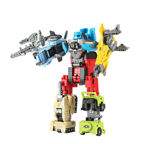New Ley New Iron Armor Guard Team Six-Element Robot Transforming Tank Fighter Aircraft Ship Boy Intelligent Toy 2102