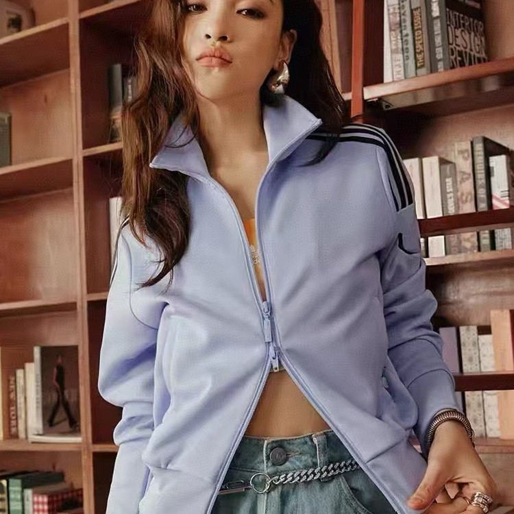 AD Women's Clover Jacket, New Spring and Autumn Sporty Slim Fit Stand Collar Jacket, Vintage Style Knitted Casual Coat
