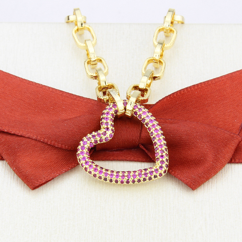 new gold-plated full diamond heart-shaped necklace