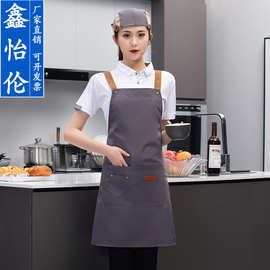 韩版时尚围裙厂家印绣logo印字奶茶咖啡花店烘焙美甲火锅店工作服