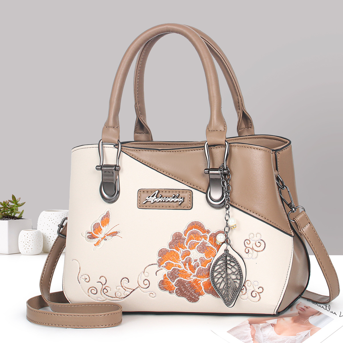 Bolsa de mano de gran capacidad, bolsas de regalo de flores de peonía, bolsas de hombro, bolsas dignas.