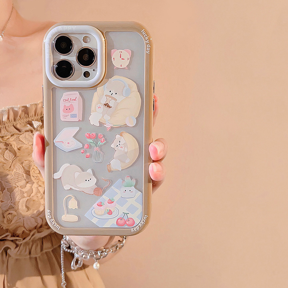 Cute Lazy Cat Phone Case For Iphone Hard Acrylic Protective Cover_voghion.com